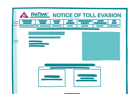 Graphic showing a notice of toll evasion